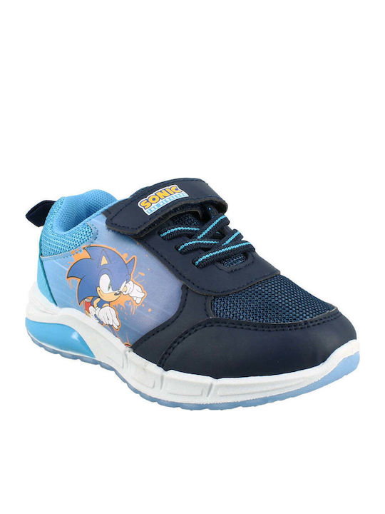Kids Sneakers with Hoop & Loop Closure & Lights Blue
