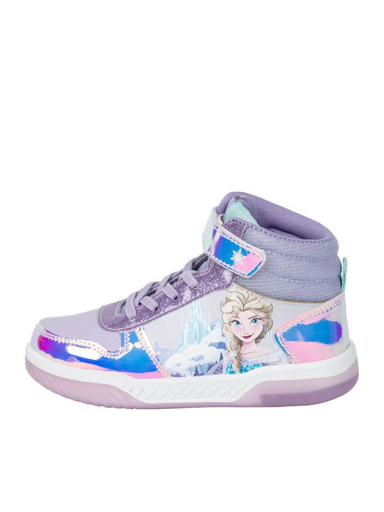 Kids Sneakers High with Scratch & Lights Lilac