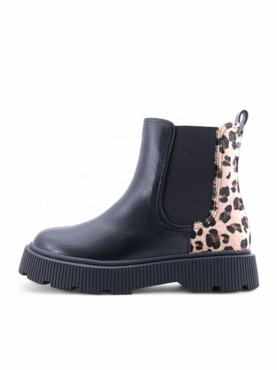 Leather Kids Boots with Zipper Black
