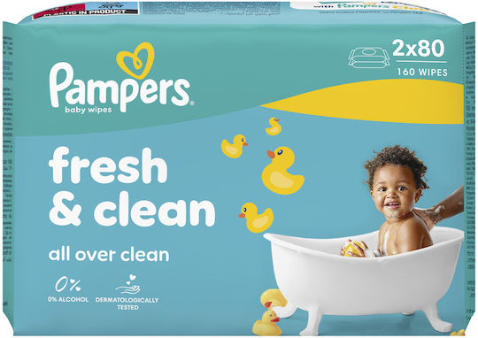 Pampers Fresh Clean Бебешки Кърпички Без Алкохол и Парабени 160 Бр
