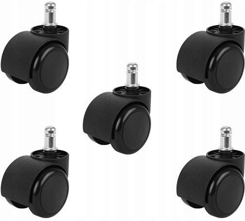 Caster for Office Chair Made of Rubber 5 Pieces Black