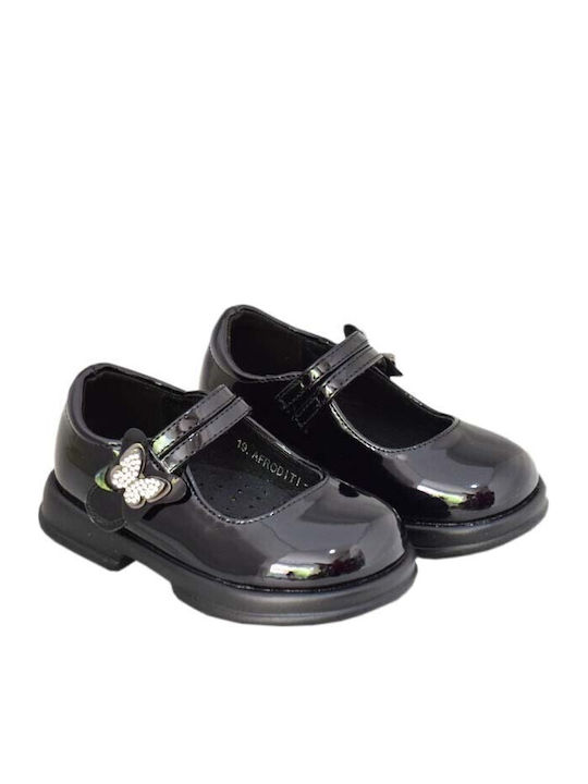 Kids Anatomic Ballerinas with Hoop & Loop Closure Black
