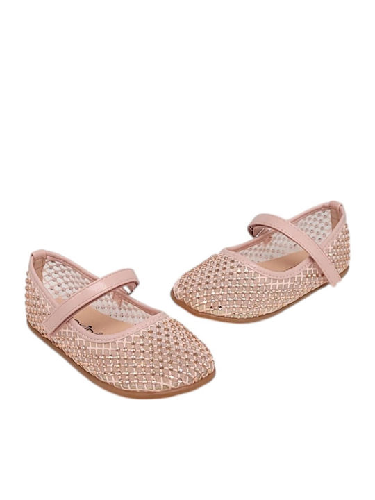 Kids Anatomic Ballerinas With Hoop & Loop Closure Pink