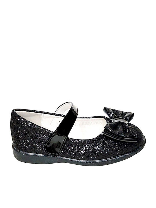 Kids Anatomic Ballerinas with Hoop & Loop Closure Black