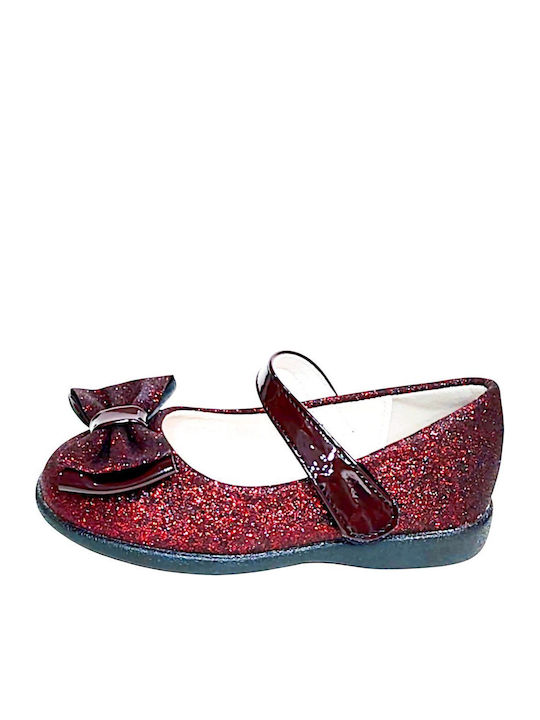 Kids Anatomic Ballerinas with Hoop & Loop Closure Burgundy