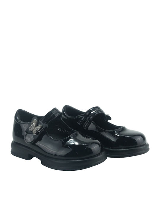 Kids Anatomic Ballerinas with Hoop & Loop Closure Black