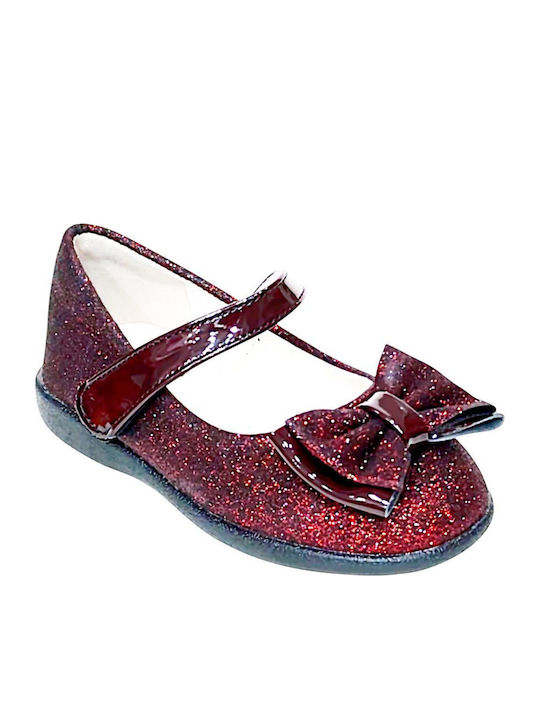 Kids Anatomic Ballerinas with Hoop & Loop Closure Burgundy