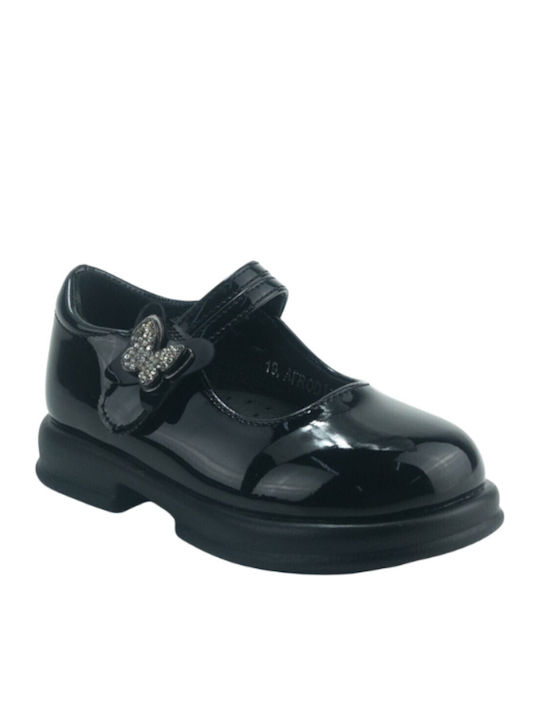 Kids Anatomic Ballerinas with Hoop & Loop Closure Black