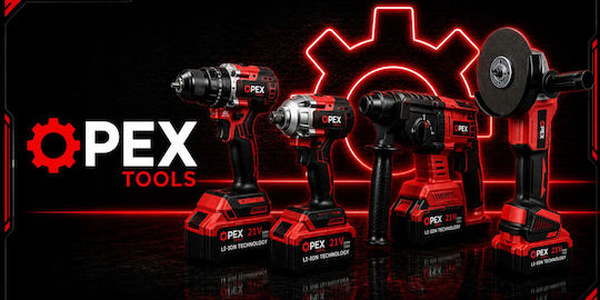Verk Group Battery Powered Tool Set Angle Grinder & Impact Driver Brushless 21V with 2 Batteries 3Ah and Case