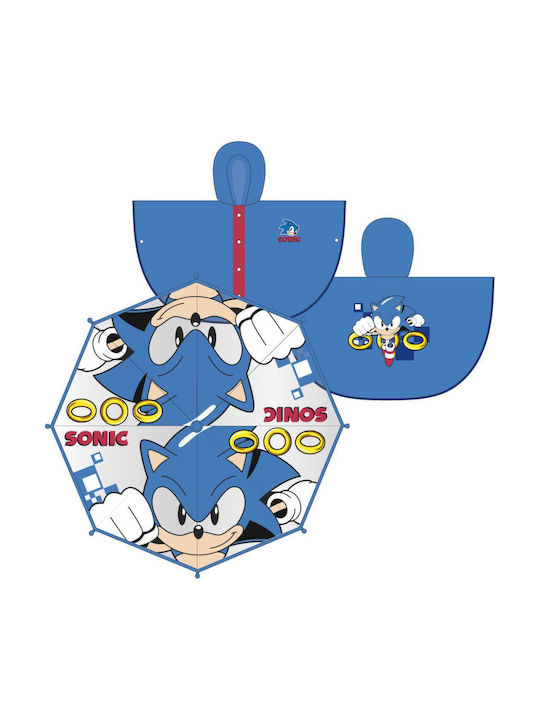 Sonic Waterproof Kids Casual Long Jacket with Hood Blue