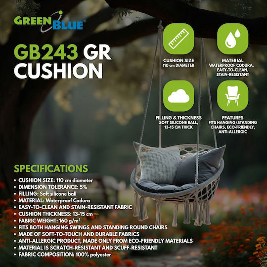 Green Blue Gartenstuhlkissen Rund Grau
