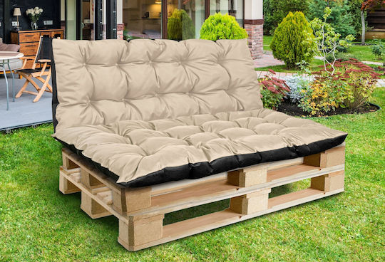 AIO Factory Αδιάβροχο Μαξιλάρι Καναπέ Κήπου με Πλάτη Beige 120x120εκ.