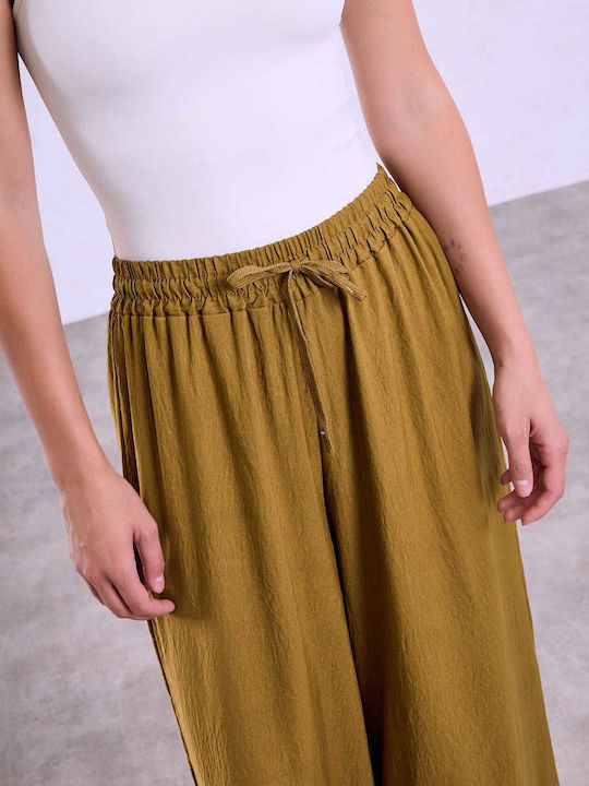 Celestino Damenhose Einfarbig Loose Fit Khaki
