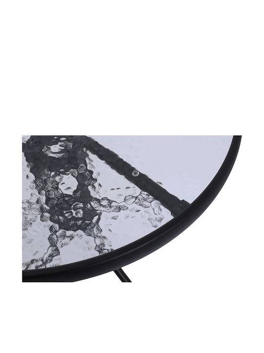 Garden & Terrace Table for Small Spaces Metal with Glass Surface Black 70x70x71cm
