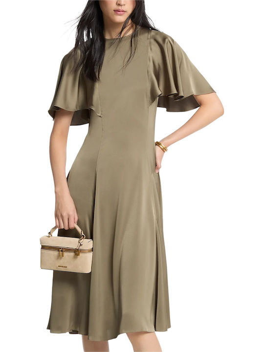 Michael Kors Rochie Satin De Seară Verde Măsliniu