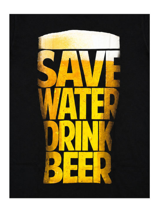Men's T-shirt Beer Graphic Print Black 63837