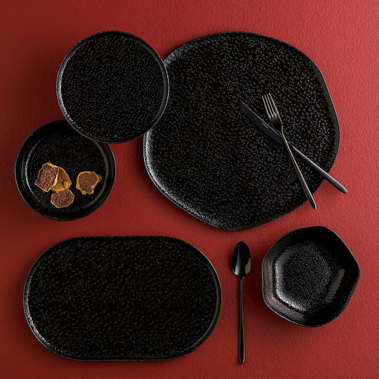 Porland Runde Servierplatte Schwarz 21cm