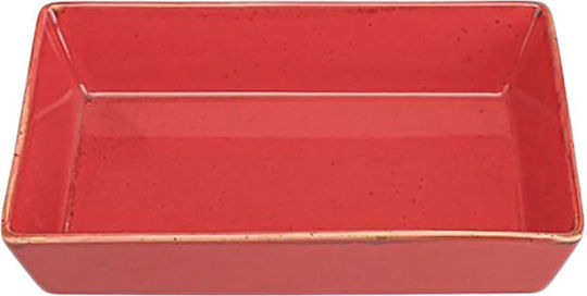 Porland Shallow Rectangular Serving Plate Porcelain Red 13x8.5cm