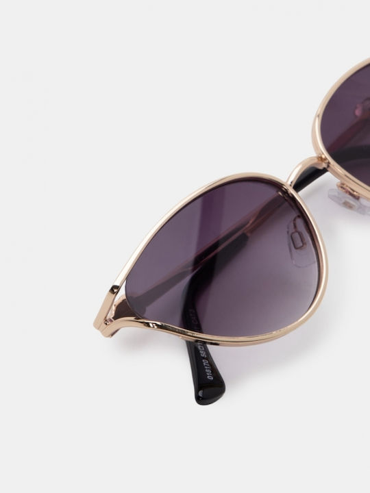Luigi Woman Sunglasses with Black Metallic Frame and Black Lens