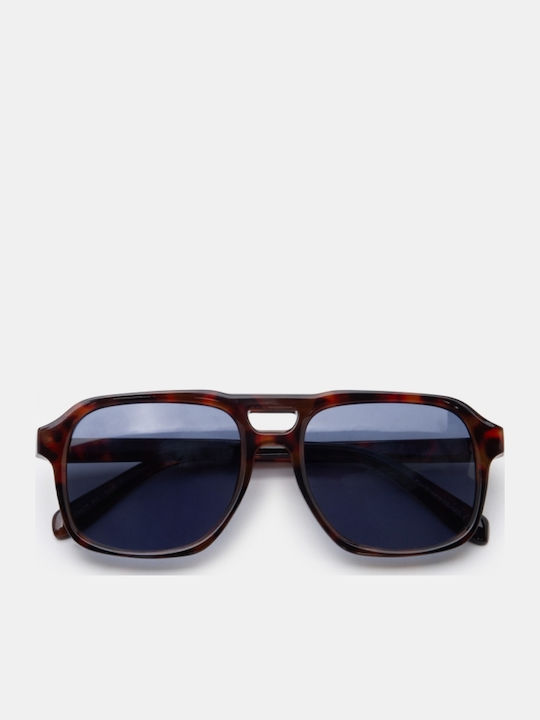 Luigi Unisex Sunglasses with Brown Frame and Blue Lens