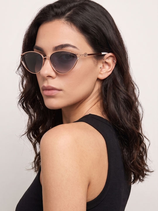 Luigi Women’s Sunglasses with Blue Metallic Frame and Blue Lens