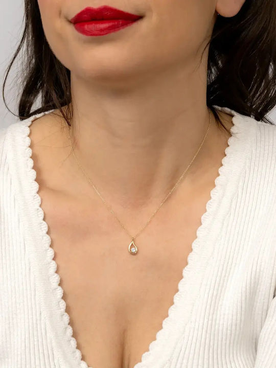 Halskette Mit Träne Aus Gold 9K Mit Zirkon
