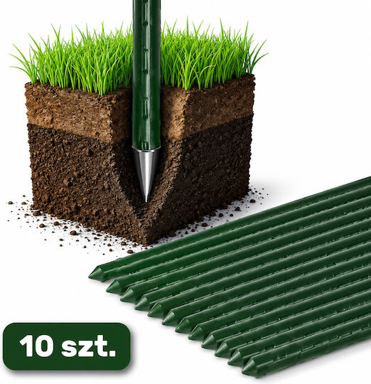 Set 10 Suporturi Pentru Roșii Castraveți Fasole Rezistente La UV Reutilizabile Oțel Inoxidabil + PE 150 X 1.1 Cm Verzi