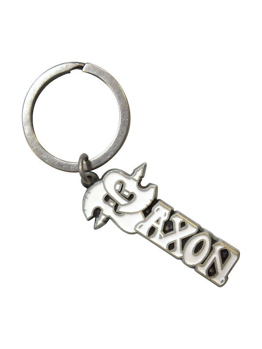 Metallic Keychain Saxon White Logo Keychain Saxkey02