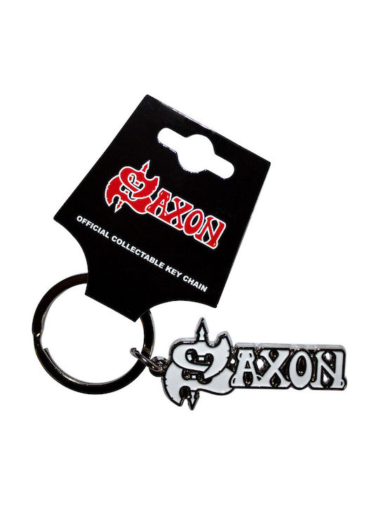 Metallic Keychain Saxon White Logo Keychain Saxkey02