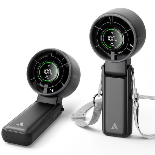 Aecooly Manual Handheld Portable Fan Halo 02 Black 3600 Mah Compact