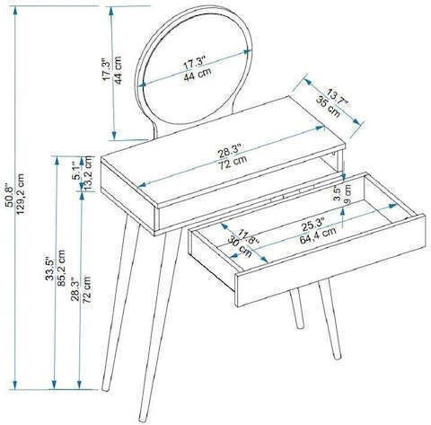 Тоалетка За Спалня Кафява 70x35x130см
