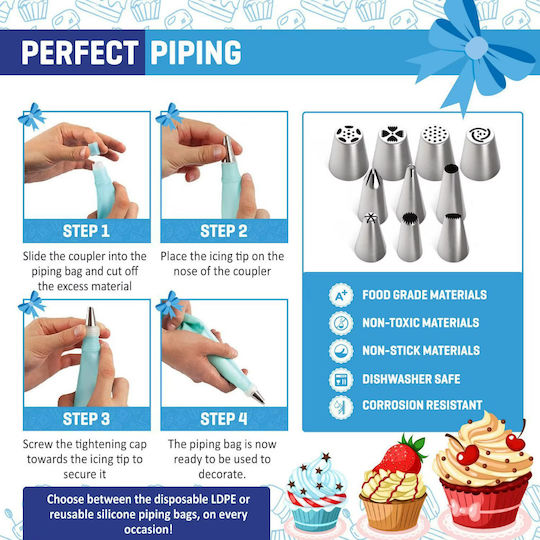 Set Pungi De Patiserie De Unică Folosință Din Plastic 1cm 124 Bucăți ZT1XJ53QWS180