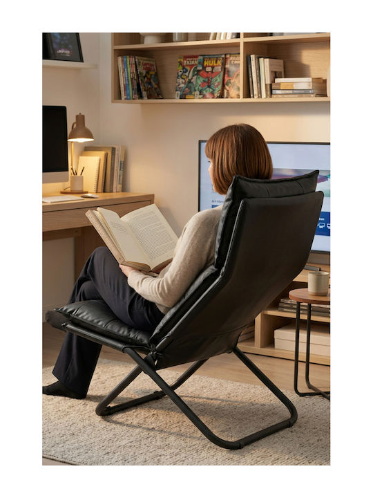 SteweHome Polstersessel aus Künstliches Leder Schwarz 65x100x65cm
