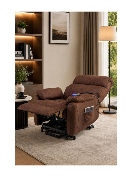 Armchair with Footstool Brown 80x100x110cm