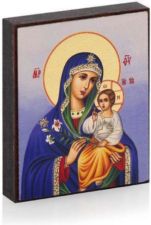 Panagia of the Lilies Icon Canvas Colored Background 6 X 5 Cm