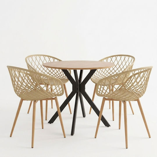 Kitchen Table Ezra with 4 Chairs 80x80cm