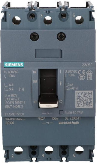 Power Distributor 3p 100a Screw Connector 3va1110-1aa32-0aa0