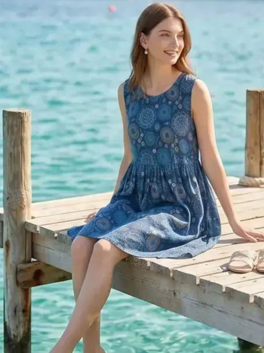 Sommer Midi Damenkleid Blau