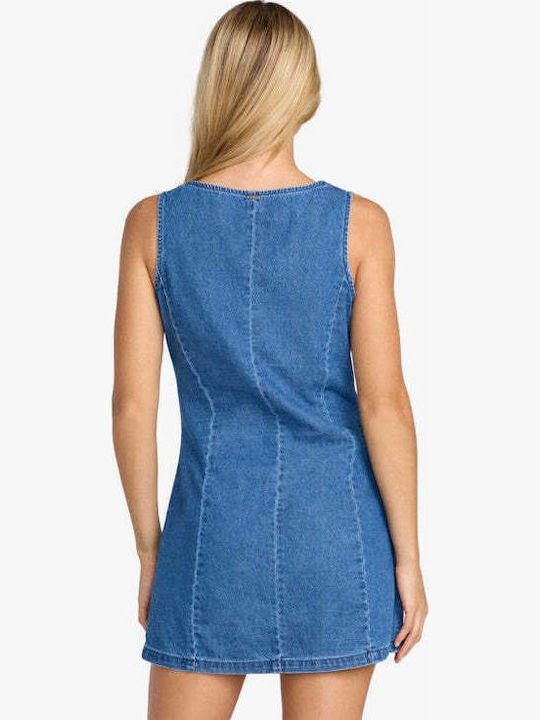 Sommer Mini Hemdkleid Denim Kristallblau