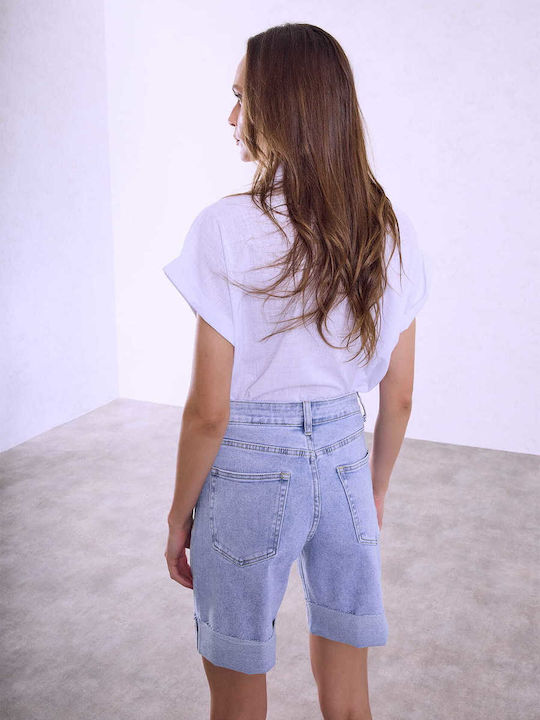 Celestino Damen-Shorts Mit Umgekehrtem Abschluss Hellblau Celestino Damen-Shorts Mit Umgekehrtem Abschluss Hellblau