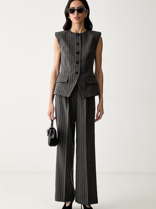 Women's Grey Suit in Straight Leg