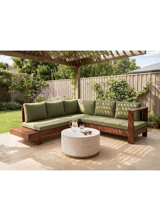 Berwyn 2548 Wooden Outdoor Corner Sofa With Cushions 225x212x64cm
