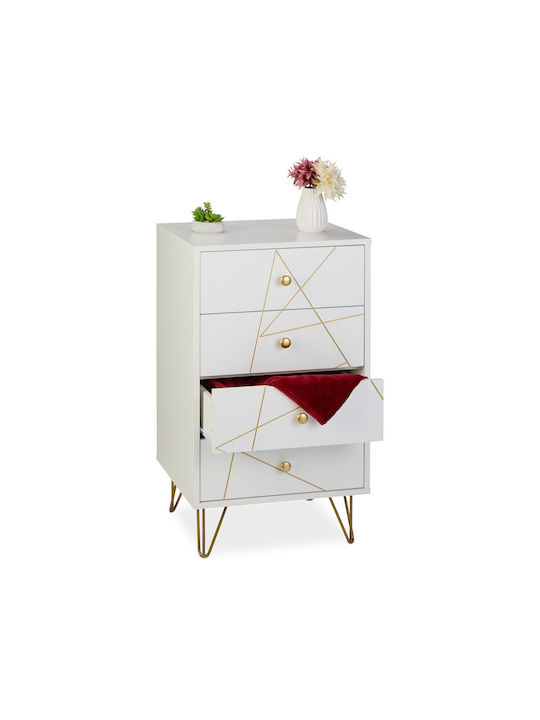 Kommode Schlafzimmer Holz mit 4 Schubladen Gold 48x39x86cm