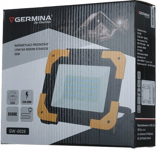 Germina Waterproof LED Flood Light 50W Cold White 6500K IP65