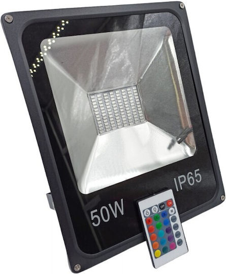 Αδιάβροχος LED Προβολέας 50W RGB με Τηλεχειριστήριο IP65
