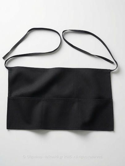 Catering-Schürze Kellner Taille Stoff Polyester 3 Taschen 57×35 cm Gsps5735s0605-Schwarz