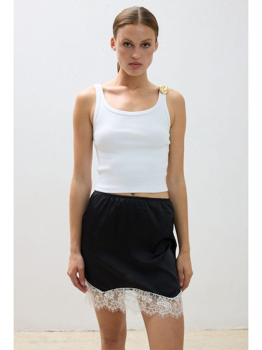 Satin Mini Damenrock Schwarz