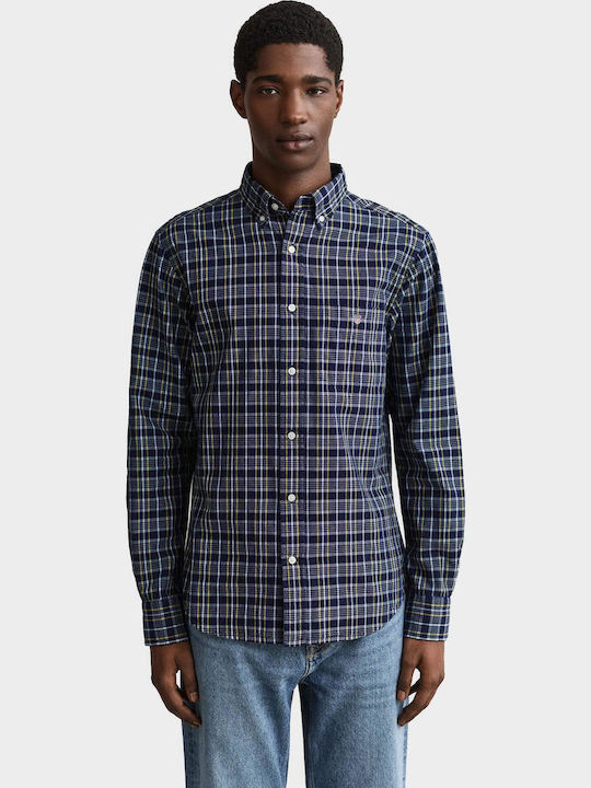Long Sleeve Shirt in Regular Fit Checked Indigo