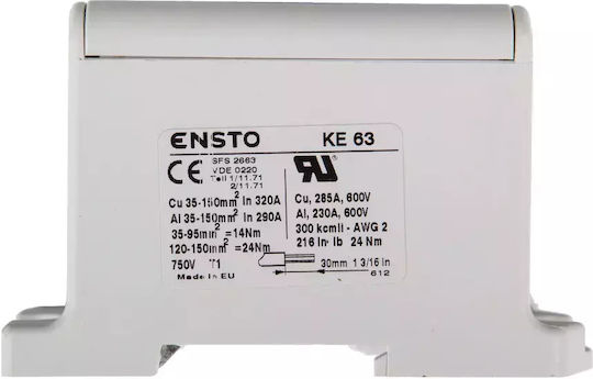 2-Wire Rail Connector 35-150mm2 Grey Ke63