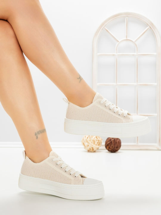 Adidași Flatforms Pentru Femei Bej